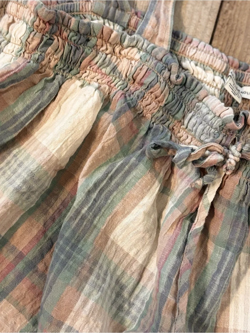 American Eagle Plaid Tie-Front Cami Crop Top in Pastel Size Large